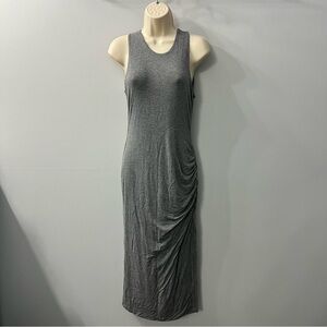 Banana Republic Grey Sleeveless Scoop Neck Side Rouched Midi Jersey Dress Small